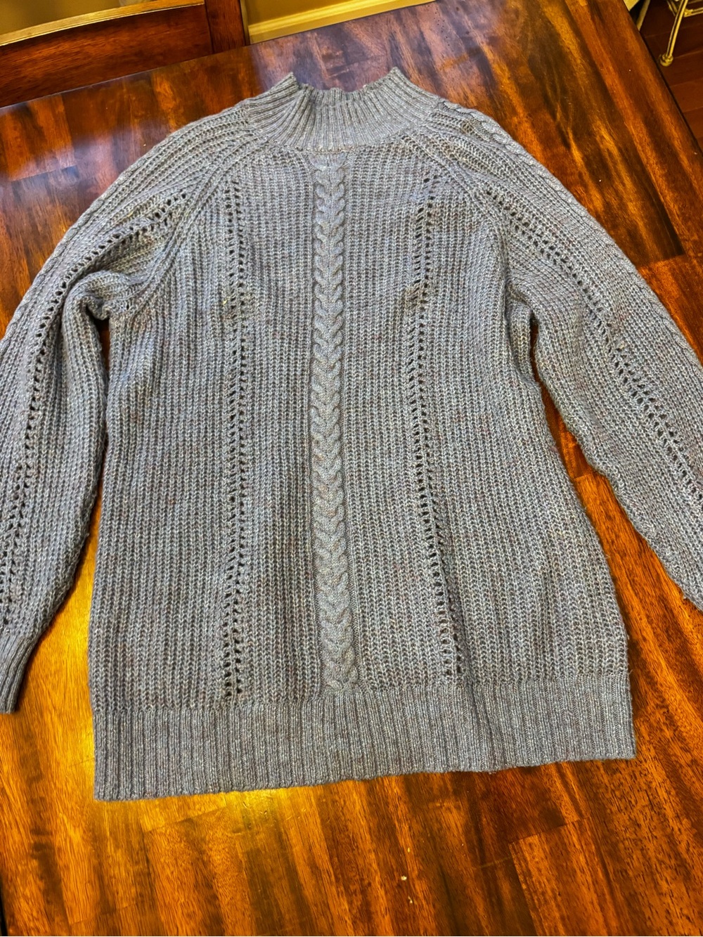 LC Lauren Conrad Blue Ribbed Knit Mock Neck Sweater Large